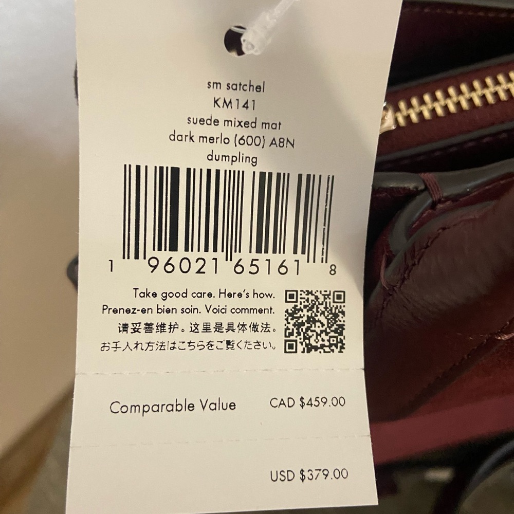 Kate Spade Dark Merlot Suede Satchel
Measurements: Length 9.88  Height 8 - Picture 6 of 12
